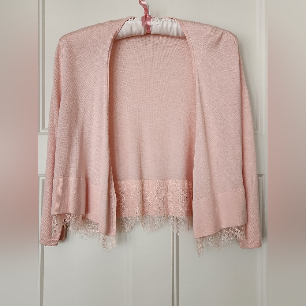 Tommy Hilfiger Pink Lace Hem Shrug